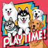 Playtime - Golden Retriever , Husky , Pomeranian