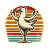 A seagull doing yoga