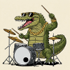 Cool crocodile with drums