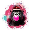 Gorilla,graffiti,illustration,chewing gum,bubble
