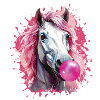 Horse,Graffiti,illustration,Bubble gum