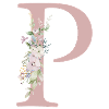 P Monogram, Floral, Customizable