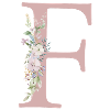 F Monogram, Floral, Customizable