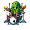 Funny Cucumber Drummer Player Art