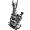 Llama Playing Ukulele - Black White