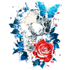 Skull Skull Butterfly Rose Flower