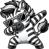 Cool Zebra Dab Cartoon with Sunglasses