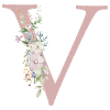 V Monogram, Floral, Personalizable