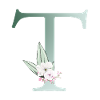 T Monogram, Floral, Personalizable