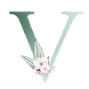 V Monogram, Floral, Personalizable