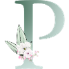 P Monogram, Floral, Customizable
