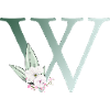 W Monogram, Floral, Personalizable