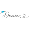 Damian Nom Prénom Calligraphie Coeur