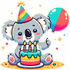 Koala Kid Celebrating Birthday
