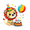 Lion Kid Celebrating Birthday