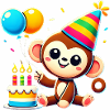 Monkey Kid Celebrating Birthday