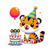 Tiger Kid Celebrating Birthday