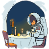 Astronaut at candlelight dinner