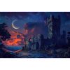 Poster Illustration Medieval Landscape in Ruins