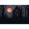 Haunted House Illustration Poster