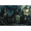 Poster Illustration Medieval Landscape in Ruins