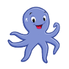 Blue Playful Octopus Cartoon Undersea Icon