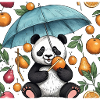 Hand drawn panda with umbrella