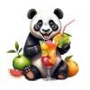 Playful cartoon panda with cocktail