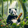 Pandabär mit Kopfhörer