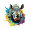 Rhino Animal Pop Art Head