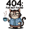 404 Fun Not Found - Tired Coffee Cat Work Meme