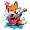 Cartoon fox playing guitar