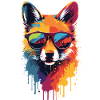 Bunter Fuchs mit Sonnenbrille