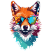 Bunter Fuchs mit Sonnenbrille
