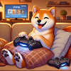 Shiba Inu playing video games
