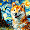 Shiba inu Van Gogh style