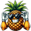 Strong pineapple with sunglasses cartoon