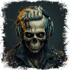 Cyborg Zombie Skull Disc Jockey