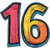16 Zahl Bunt