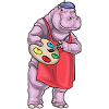 Hippopotamus Painter Brush Painting