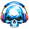 Skull with headphones