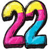 22 Zahl Bunt