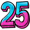 25 Zahl Bunt