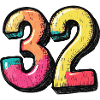 32 Zahl Bunt