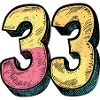 33 Zahl Bunt