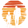 Père et fils randonnée vintage