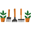 Garden tools and plants
