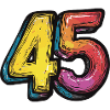 45 Zahl Bunt
