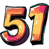 51 Zahl Bunt