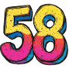 58 Zahl Bunt
